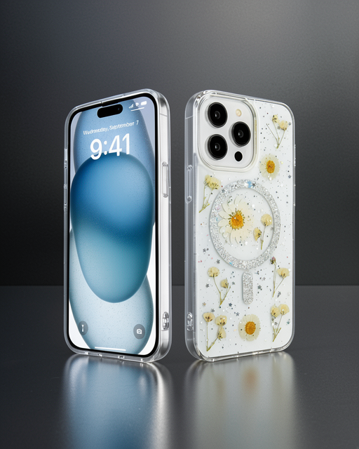 Apple İphone 14 Pro Kılıf Daisy Simli Magsafe Kapak - Gümüş