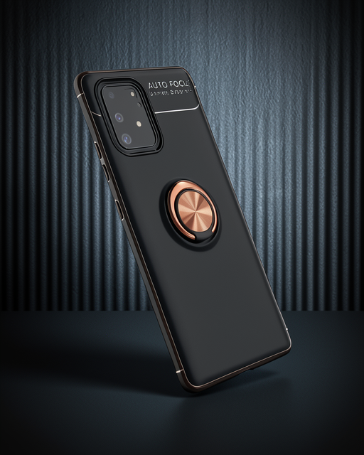 Samsung Galaxy A91 / S10 Lite Kılıf Range Yüzüklü Silikon - Siyah-gold