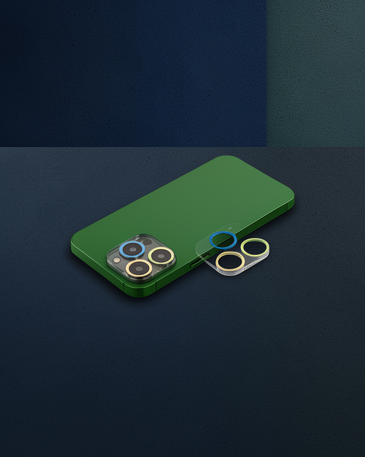Apple İphone 13 Pro Renkli Kamera Lens Koruma Cam - Yeşil-sarı