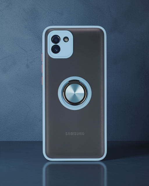 Samsung Galaxy A03 Kılıf Montreal Yüzüklü Silikon Kapak - Buz Mavi