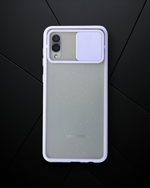 Samsung Galaxy A02 Kılıf Palm Buzlu Kamera Sürgülü Silikon - Lila