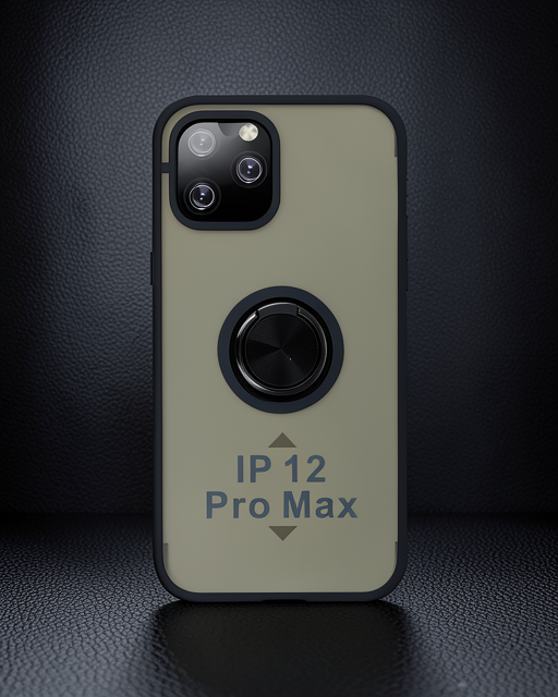 Apple İphone 12 Pro Kılıf Montreal Yüzüklü Silikon Kapak - Siyah