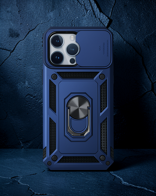 Apple İphone 14 Pro Kılıf Pars Lens Yüzüklü Silikon - Lacivert