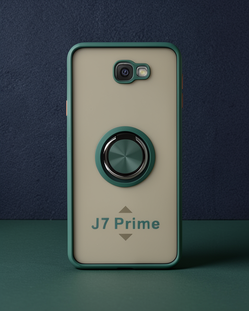 Samsung Galaxy J7 Prime Kılıf Montreal Yüzüklü Silikon Kapak - Yeşil