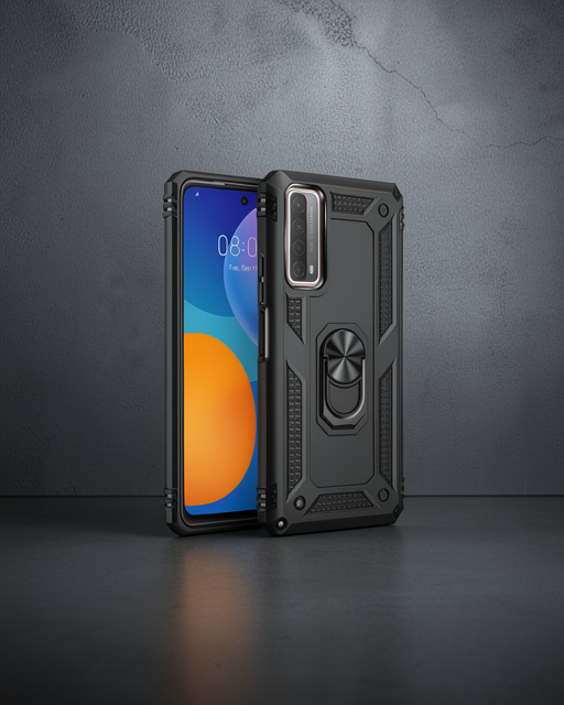 Huawei P Smart 2021 Kılıf Sofya Yüzüklü Silikon Kapak - Siyah