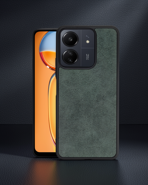 Xiaomi Redmi 13c Kılıf Aras Deri Kapak - Koyu Yeşil