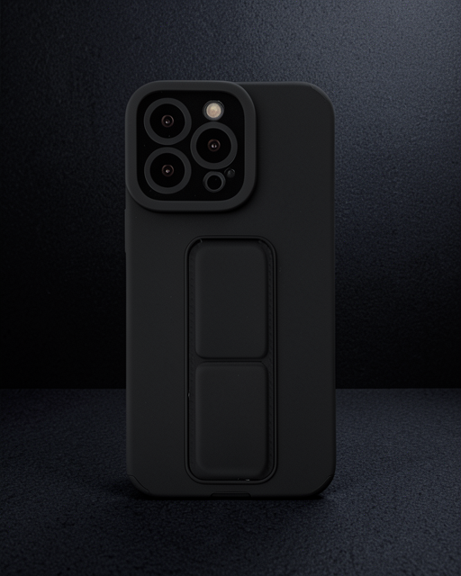 Apple İphone 14 Pro Kılıf Mega Standlı Silikon - Siyah