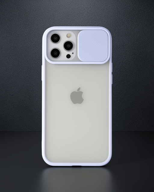 Apple İphone 12 Pro Max Kılıf Palm Buzlu Kamera Sürgülü Silikon - Lila