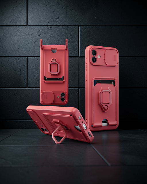 Samsung Galaxy A05 Kılıf Zuma Kartvizitli Yüzüklü Silikon - Pembe