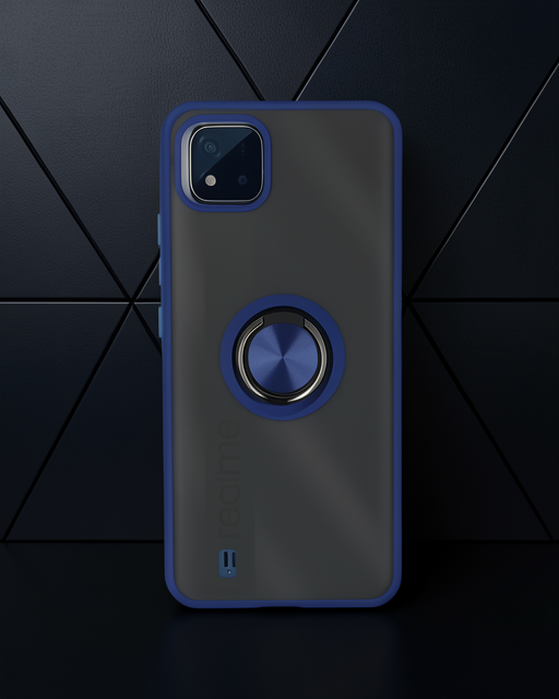 Realme C11 2021 Kılıf Montreal Yüzüklü Silikon Kapak - Lacivert