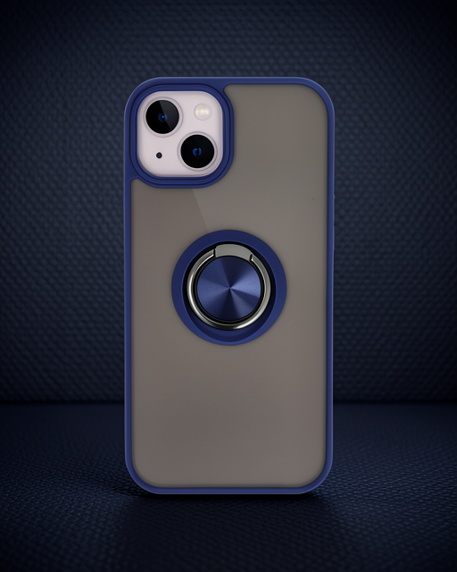 Apple İphone 15 Kılıf Montreal Yüzüklü Silikon Kapak - Lacivert