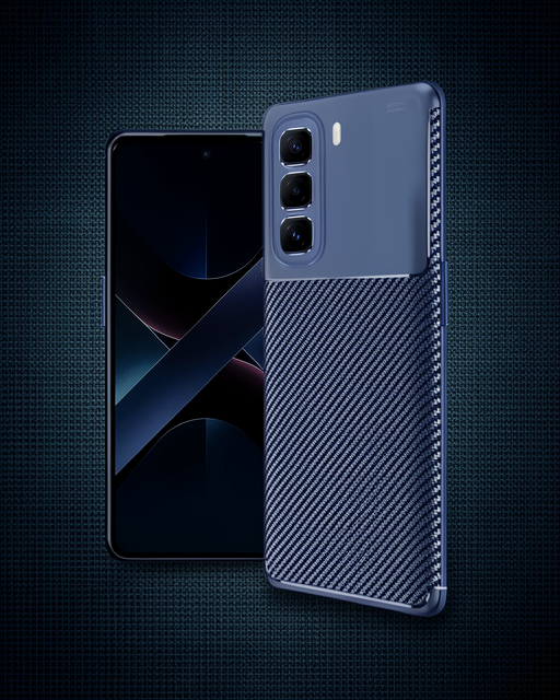 İnfinix Hot 50 4g Kılıf Auto Focus Karbon Kapak - Lacivert