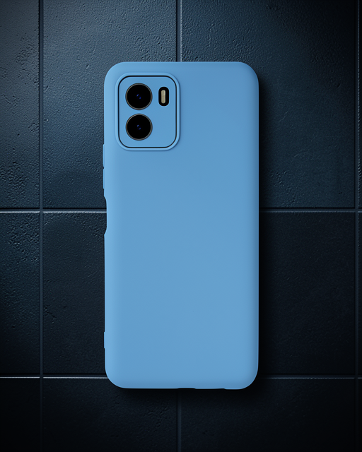 Vivo Y15s Kılıf Lansman Glass Kapak - Mavi