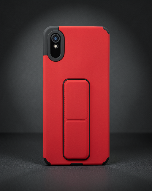 Xiaomi Redmi 9a Kılıf Mega Standlı Silikon - Kırmızı