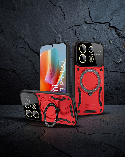 Xiaomi Redmi Note 13 Pro 5g Kılıf Joy Lens Standlı Kapak - Kırmızı