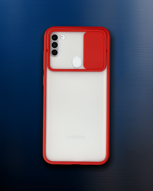 Samsung Galaxy A11 Kılıf Palm Buzlu Kamera Sürgülü Silikon - Kırmızı