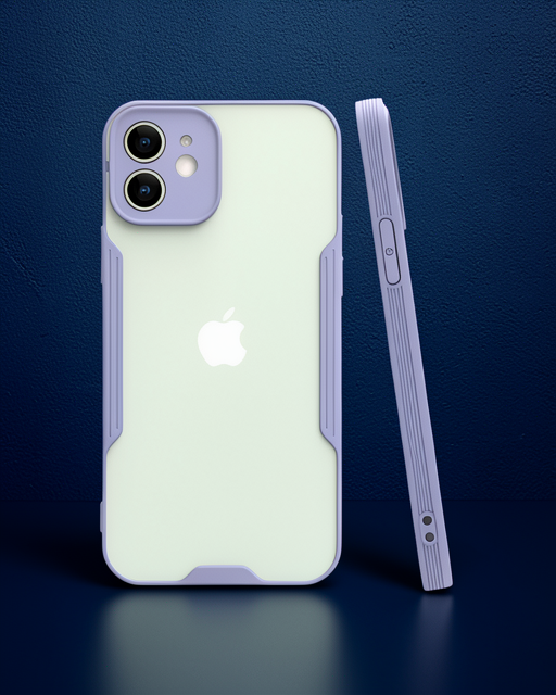 Apple İphone 12 Kılıf Platin Silikon - Lila