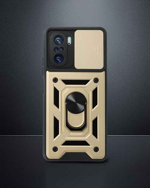 Xiaomi Poco F3 Kılıf Pars Lens Yüzüklü Silikon - Gold
