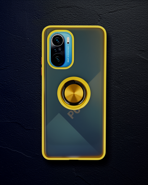 Xiaomi Redmi K40 Kılıf Montreal Yüzüklü Silikon Kapak - Sarı