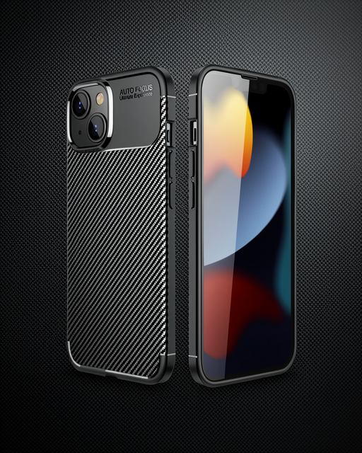 Apple İphone 14 Plus Kılıf Auto Focus Karbon Kapak - Siyah