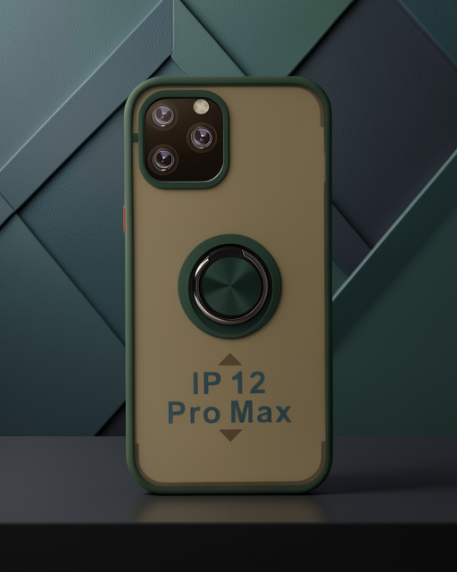 Apple İphone 12 Pro Max Kılıf Montreal Yüzüklü Silikon Kapak - Yeşil