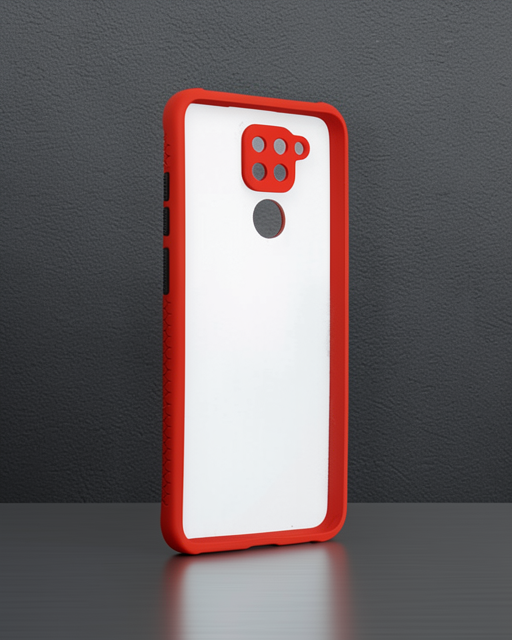 Xiaomi Redmi Note 9 Kılıf Miami Şeffaf Silikon - Kırmızı