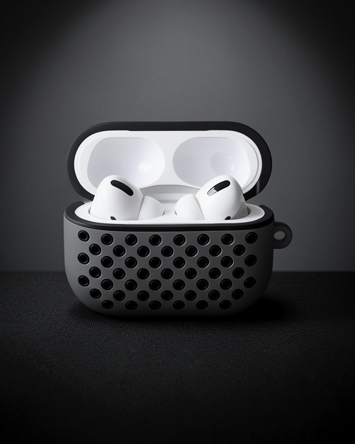 Apple Airpods Pro 2 (2.nesil) Spor Delikli Kılıf - Gri-siyah