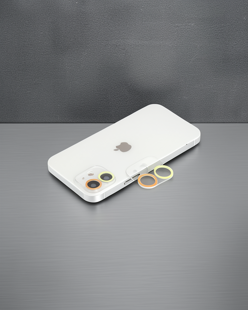 Apple İphone 12 Renkli Kamera Lens Koruma Cam - Sarı-turuncu