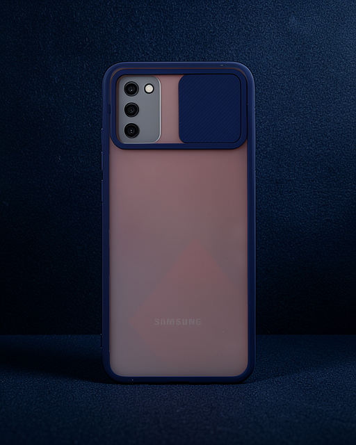 Samsung Galaxy A03s Kılıf Palm Buzlu Kamera Sürgülü Silikon - Lacivert