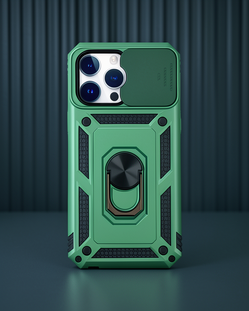 Apple İphone 14 Pro Max Kılıf Pars Lens Yüzüklü Silikon - Yeşil