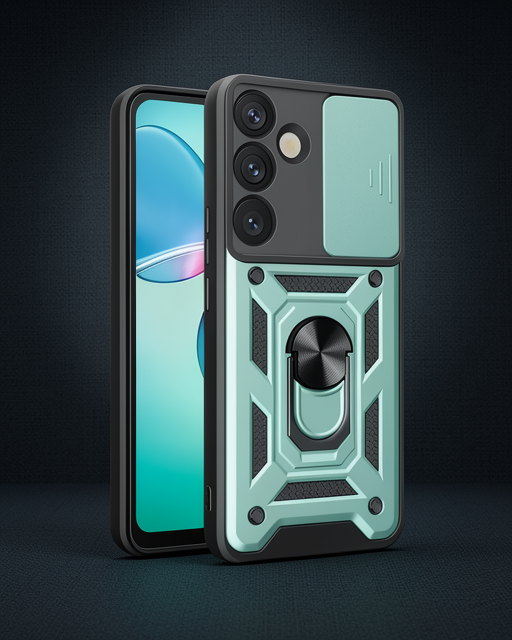 Samsung Galaxy S25 Plus Kılıf Pars Lens Yüzüklü Silikon - Yeşil