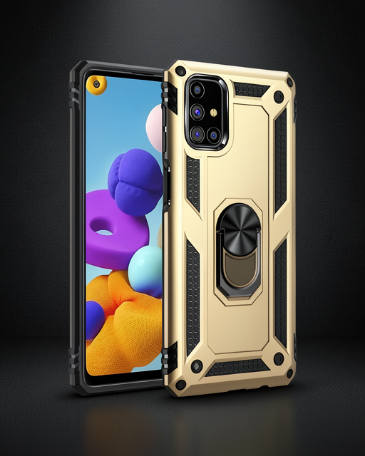 Samsung Galaxy M31s Kılıf Sofya Yüzüklü Silikon Kapak - Gold
