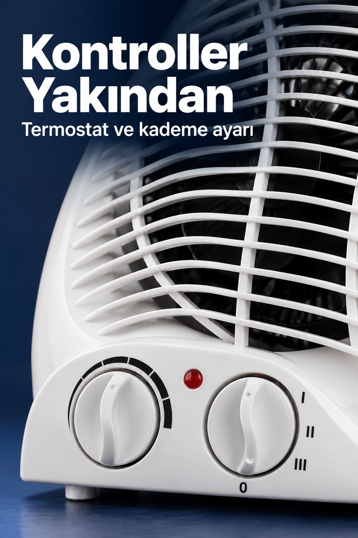 Üst Tutma Boşluklu Beyaz Termostatlı Fanlı Isıtıcı
