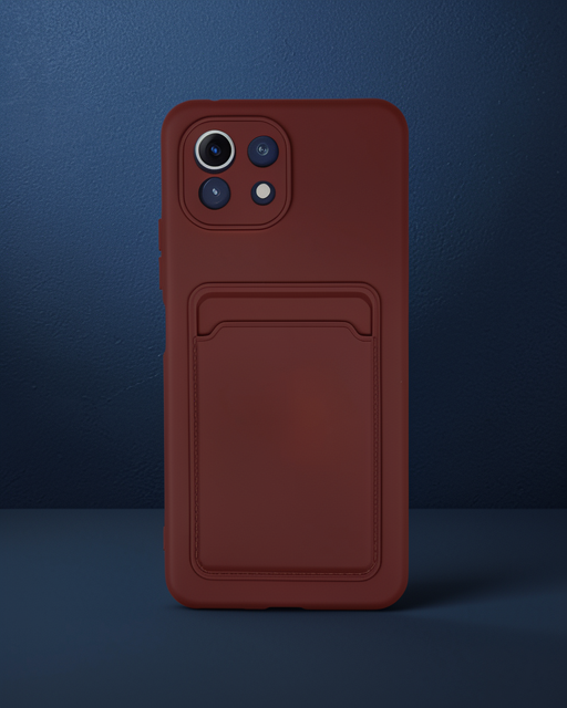 Xiaomi Mi 11 Kılıf Kelvin Kartvizitli Silikon - Bordo