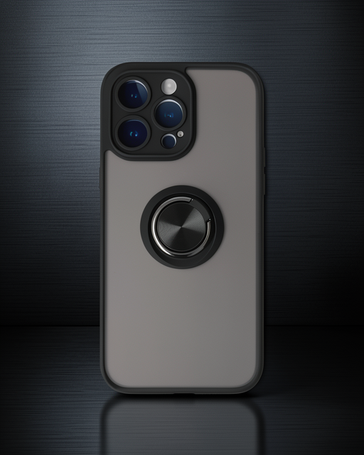 Apple İphone 14 Pro Max Kılıf Montreal Yüzüklü Silikon Kapak - Siyah