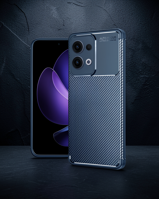 Oppo Reno 13 Pro Kılıf Auto Focus Karbon Kapak - Lacivert