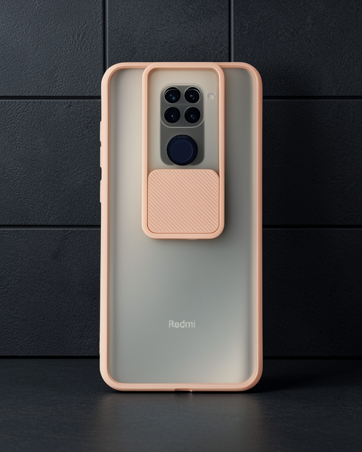 Xiaomi Redmi Note 9 Kılıf Palm Buzlu Kamera Sürgülü Silikon - Pembe
