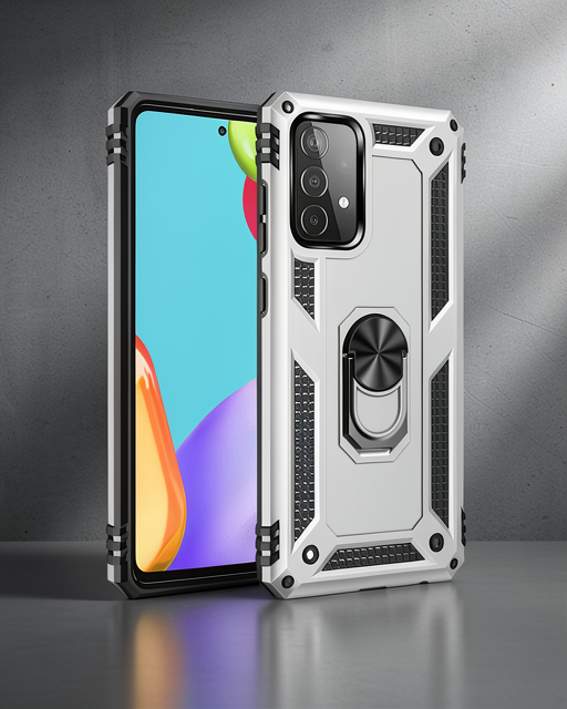 Samsung Galaxy A33 5g Kılıf Sofya Yüzüklü Silikon Kapak - Gümüş
