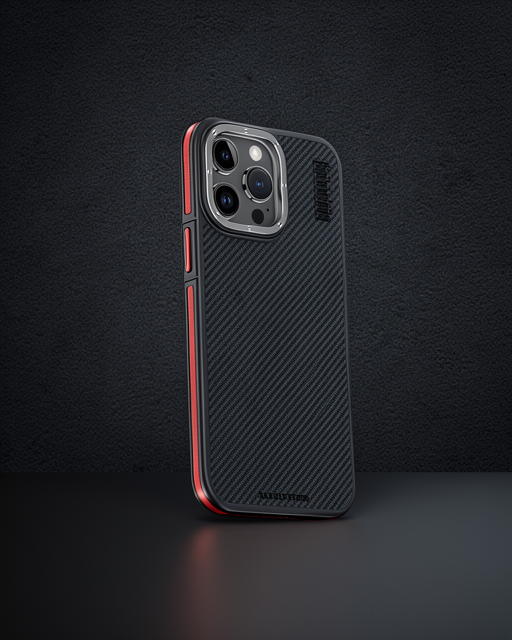 Joko Apple İphone 15 Pro Kılıf Aramid 600d Kevlar Karbon Fiber Magsafe Kapak - Kırmızı