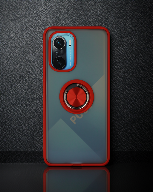 Xiaomi Redmi K40 Kılıf Montreal Yüzüklü Silikon Kapak - Kırmızı