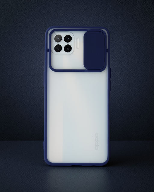 Oppo Reno 4 Lite Kılıf Palm Buzlu Kamera Sürgülü Silikon - Lacivert