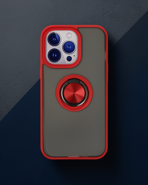 Apple İphone 13 Pro Max Kılıf Montreal Yüzüklü Silikon Kapak - Kırmızı