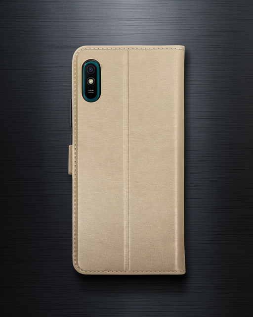 Xiaomi Redmi 9a Kılıf Trend S Plus Kapaklı Kılıf - Gold