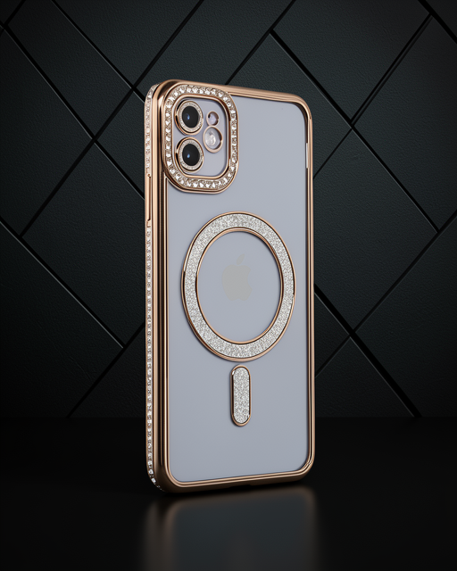 Apple İphone 11 Kılıf Joke Simli Magneticsafe Kılıf - Gold