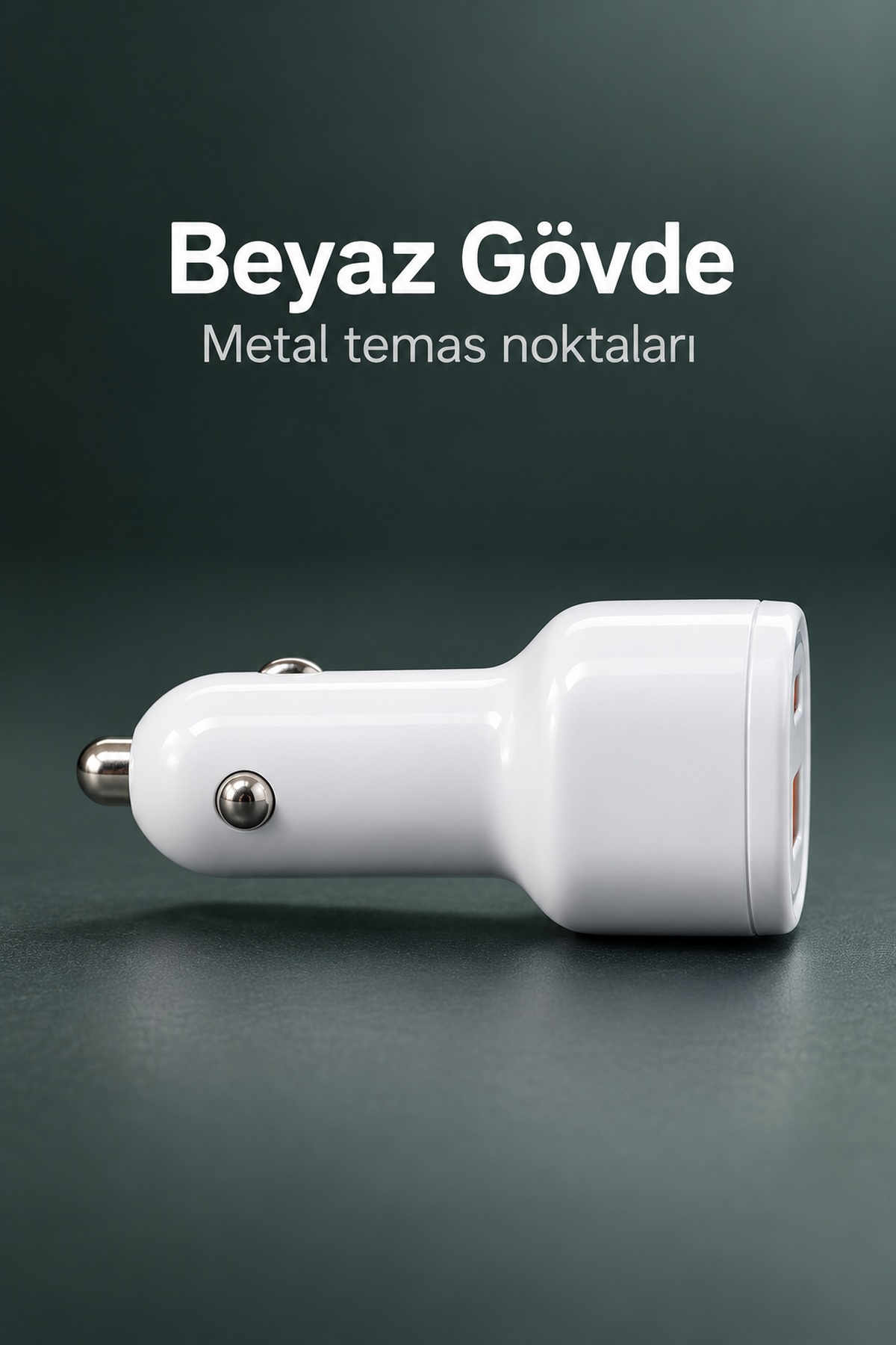 Çift Portlu Beyaz Oto Şarj Adaptörü