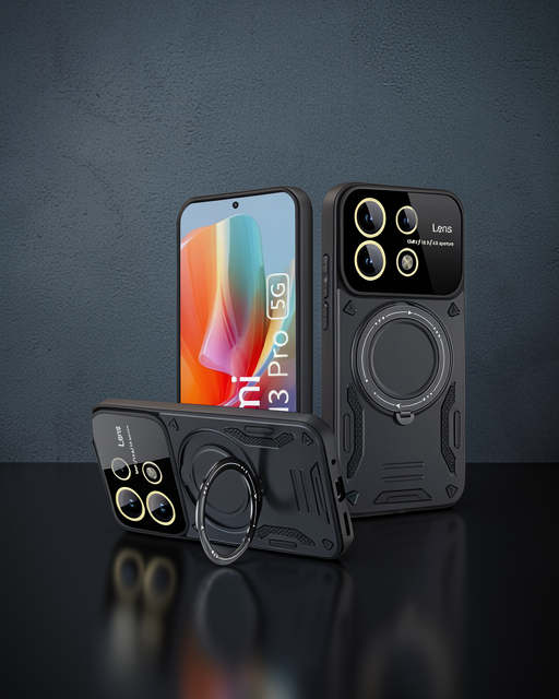Xiaomi Redmi Note 13 Pro 5g Kılıf Joy Lens Standlı Kapak - Siyah