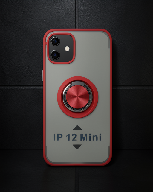 Apple İphone 12 Mini Kılıf Montreal Yüzüklü Silikon Kapak - Kırmızı