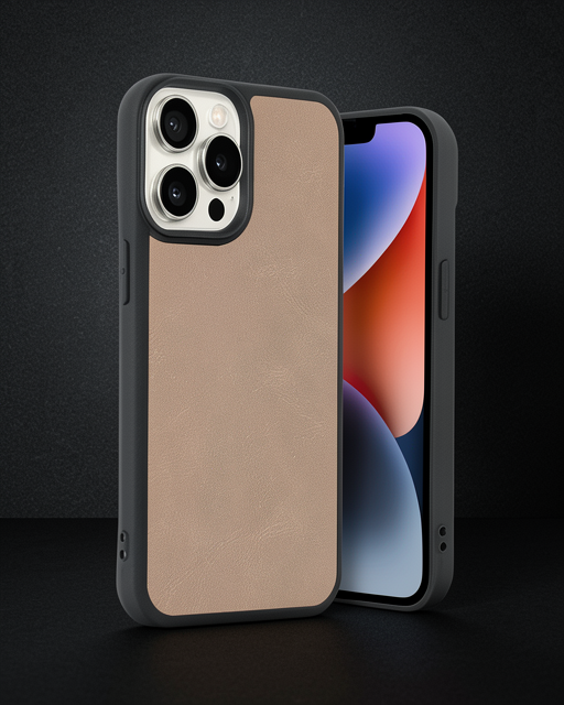 Apple İphone 14 Pro Max Kılıf Aras Deri Kapak - Pudra