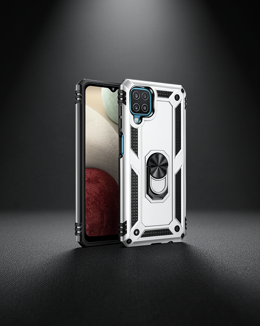 Samsung Galaxy A22 Kılıf Sofya Yüzüklü Silikon Kapak - Gümüş