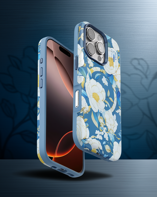 Onegif Apple İphone 16 Pro Flower Series Magsafe Kapak - Mavi